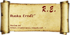 Ruska Ernő névjegykártya
